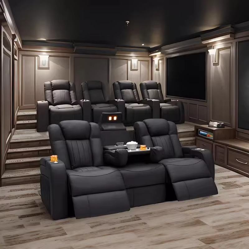 Home Cinema Chairs - Juego de Sofás Reclinables de Cuero,